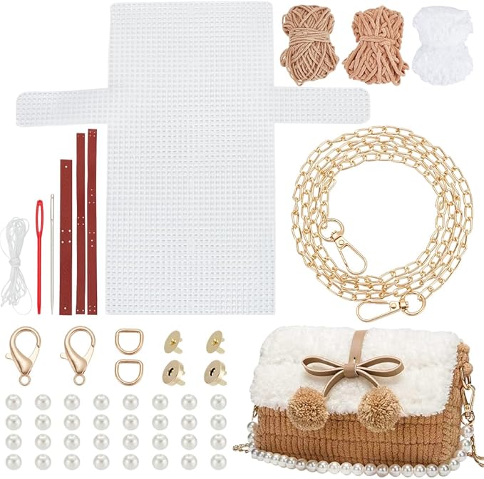 WADORN DIY Knitting Crochet Handbags Kit, Mesh Plastic Canvas Kits for Shoulder Bags DIY Knitting Crochet Crossbag Materials Handmade Purse Stitching Kit for DIY Crafting Embroidery Projects, Peru