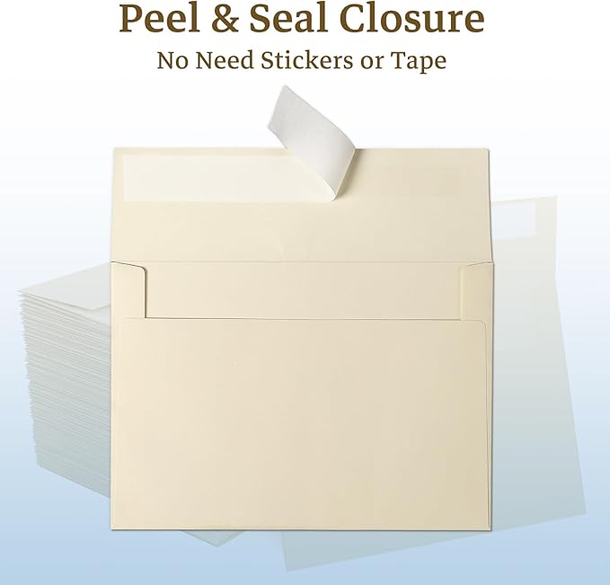 Folded Cream Blank Cards and Envelopes 4x6, 100 Pack Goefun Ivory Card Stock 4 x 6 and A6 Envelopes Self Seal for Invitations, Wedding, DIY Greeting Cardstock, Birthday, Baby Shower & All Occasion