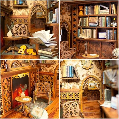 Fsolis Book Nook Kit, 3D Wooden Puzzles for Adults (Eternal Bookstore) - Image 5