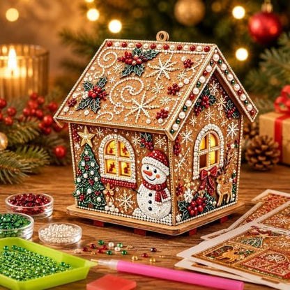 FRANDEK Deer Snowman House Diamond Art Painting Christmas House Ornament by FRANDEK