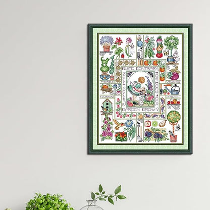 Qeerysew Cross Stitch Kits Stamped Full Range of Embroidery Starter Kits for Beginners DIY - Printed Kit Mary's Garden (Printed) 11CT19.7X24.8 inches