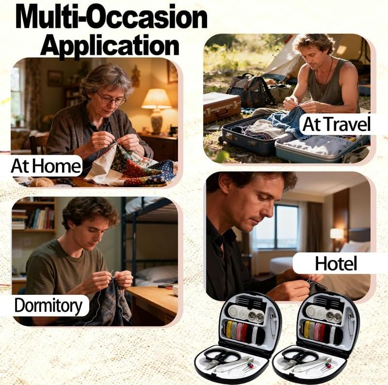 Reroon 2 Pack Mini Travel Sewing Kit for Adult & Kid | Portable Sewing Box Kit Bulk | Small Emergency Repair Set with Thread Scissors Needle for Travel, Beginner DIY Handcraft | Black - Image 6