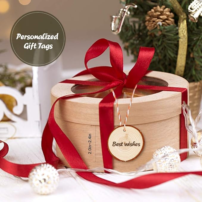 Unfinished Natural Wood Slices 20 Pcs 3.5-4 Inch Wood Coaster Sets Pieces Craft Wood kit Predrilled with Hole Wooden Circles Great for Arts and Crafts Christmas Ornaments DIY Crafts Rustic Wedding