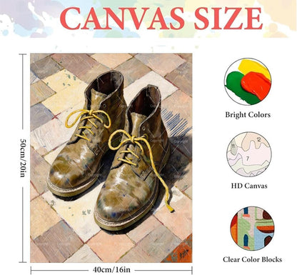 Boots Paint By Numbers Kit For Adults - Diy Leather Boots With Lace Painting On Canvas 16X20 In, Acrylic Paint Set, Suitable For Beginners, Bedroom Decor Art For Home Decoration Or Gifts, Unframed - Image 2