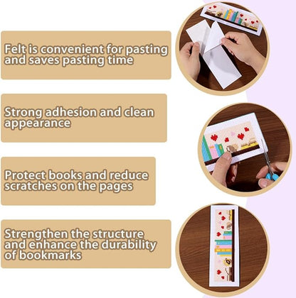 ORIGACH 6 Pcs Cross Stitch Bookmark Kit for Beginner with Backing Felt Floss Instruction Coffee and Books Stamped Embroidery Bookmark Kit for Starters Adults Book Lovers