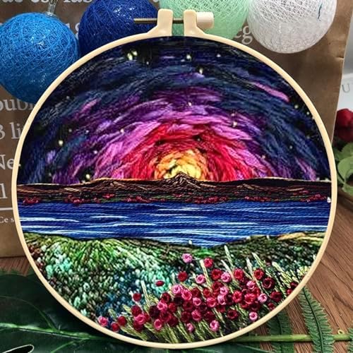 JRYYR Friendship Gifts Beginner Embroidery kit for Adults,Embroidery Kits for Beginners DIY Cross Stitch with Patterns and Instructions (The Beauty of The Evening) - Image 2
