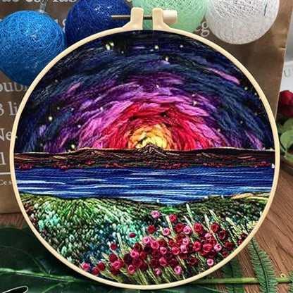 JRYYR Friendship Gifts Beginner Embroidery kit for Adults,Embroidery Kits for Beginners DIY Cross Stitch with Patterns and Instructions (The Beauty of The Evening) - Image 2