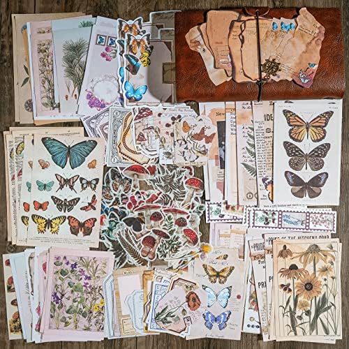 Knaid Vintage Scrapbook Supplies Pack (200 Pieces) for Junk Journal Bullet Journals Planners Botanical Paper Stickers Craft Kits Aesthetic Cottagecore Collage Album (Nature) - Image 6