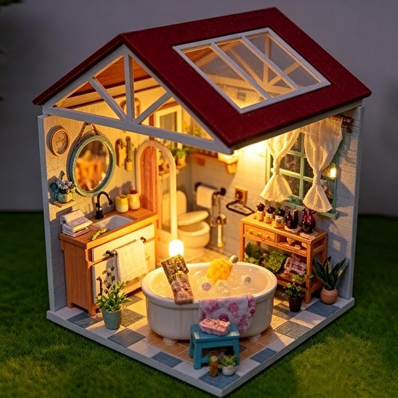 DIY Miniature House Kit 3D Wooden Puzzle for Adults, Tiny Home Kit with Furniture, Miniature Dollhouse Book Nook Kits for Bookshelf Decor, Creative Craft Birthday Gift for Women and Men - Image 2