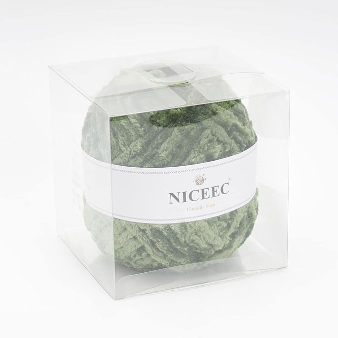 NICEEC 300g Soft Chenille Yarn Blanket Velvet Yarn for Knitting, Crochet, Weaving DIY Craft Total Length 150m (164yds)_Army Green