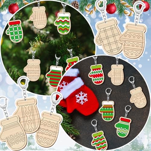 RattanView 24 Pcs Mitten Craft Keychains DIY Keychain, 12 Styles - Image 5
