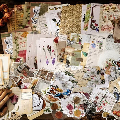 Teniinet 260 PCS Vintage Scrapbooking Supplies Kit for Beginners (Flowers) - Image 4