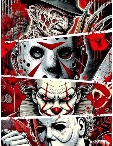 Halloween Stamped Cross Stitch Kits for Beginners Adults - Fear Counted Cross Stitch Kits Needlepoint Cross-Stitch Patterns Dimensions Needlecrafts Embroidery Kits Arts and Crafts 11.8X15.7inch by Unknown