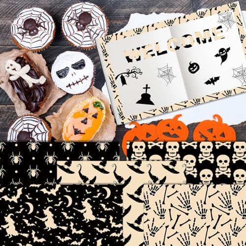 24 Sheets Halloween Pattern Paper Set, 11.8"x11.8" Scrapbooking Supplies Paper Spider Pumpkin Bat Plaid Stripe Dot Origami Paper - 12 Styles - Image 5