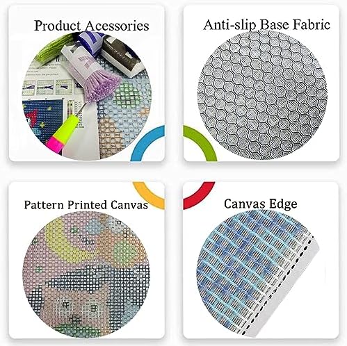 MIAOLLUN Latch Hook Kits, Cute Owl Under The Moon DIY Latch Hook Rug Crafts for Adults Beginner with Printed Canvas Pattern Embroidery for Home Decor Gift 52X38cm/20.5 Inch X15 Inch - Image 3