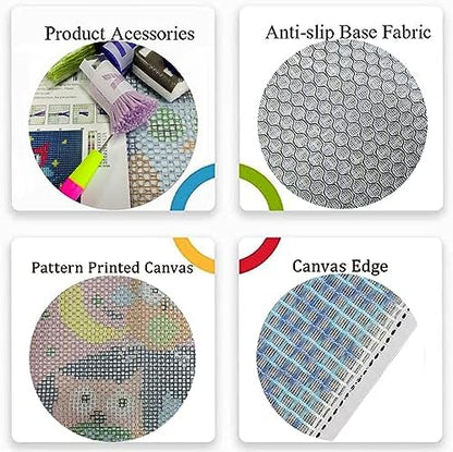 MIAOLLUN Latch Hook Kits, Cute Owl Under The Moon DIY Latch Hook Rug Crafts for Adults Beginner with Printed Canvas Pattern Embroidery for Home Decor Gift 52X38cm/20.5 Inch X15 Inch - Image 3
