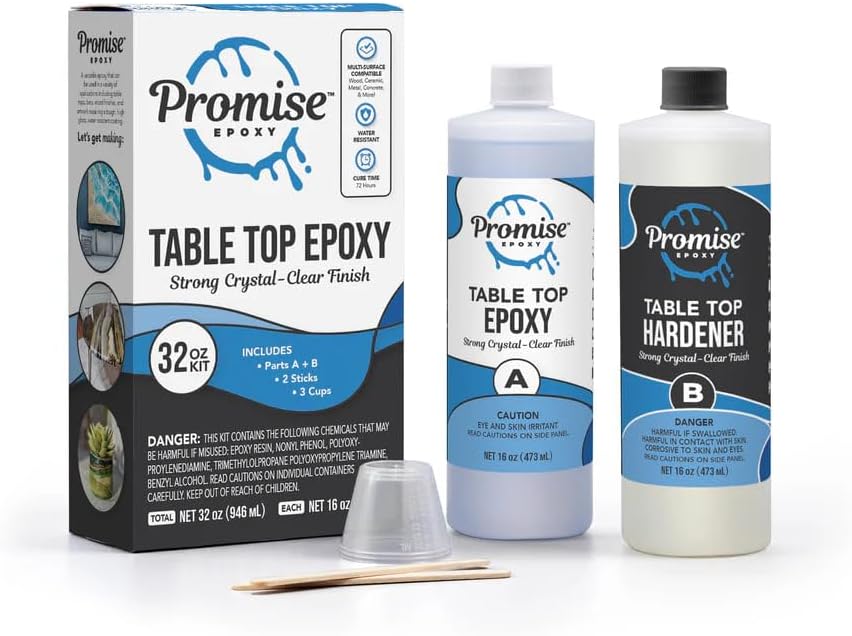 Promise Epoxy Table Top Epoxy Resin Kit 32 Oz with Accessories by PromiseEpoxy