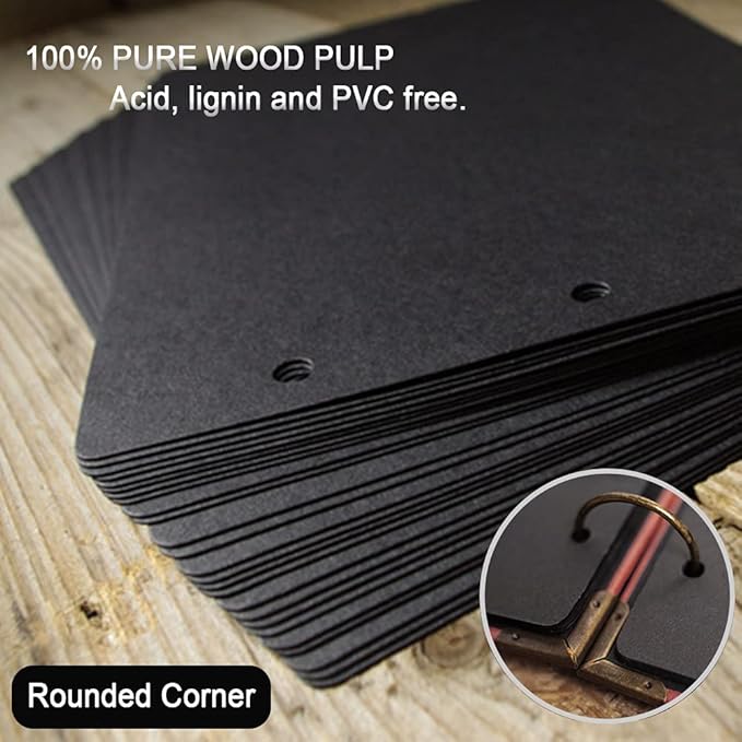 ADVcer 10 Sheets Double Sided 9.84 x 10.24 inch Refill Pages - Acid Free Additional Thick Craft Paper Cardboard for All Series ADVcer 10x10 Three-Ring Loose-Leaf Binder Photo Album Scrapbook (Black)