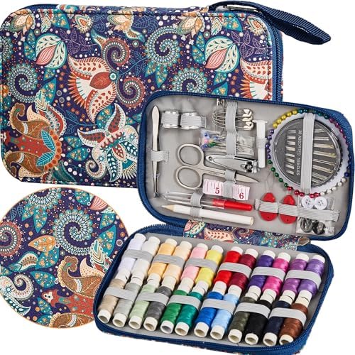 130 PCS Paisley Printing Sewing Kit with All Sewing Supplies Accessories by Bobode