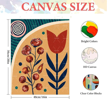 Floral Paint By Numbers Kit For Adults - Diy Red Tulip And Berries Painting On Canvas 16X20 In, Acrylic Paint Set, Suitable For Beginners, Wall Art Decor Art For Home Decoration Or Gifts, Unframed - Image 2