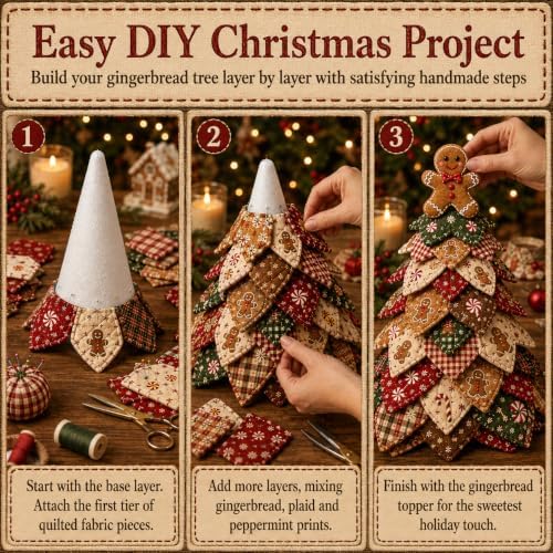 2026 New Christmas & Halloween DIY Quilted Fabric Tree Kit, 3D Layered Sewing Craft Set for Beginners, Christmas Tree Quilt Kit, Handmade Tabletop Holiday Decor, Gift for Craft Lover - Image 3