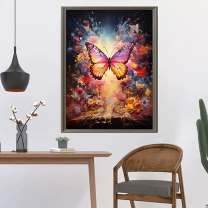 Leczany Cross Stitch Stamped Kit for Adults - Colorful Butterfly | DIY Embroidery Starter Patterns Craft Kit Needlepoint for Beginner | 11CT, 3 Strands | 13x16.9 inches