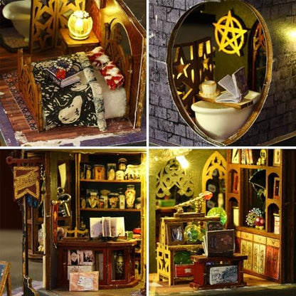 Spilay DIY Miniature Dollhouse Kit,DIY Dollhouse Kit with Wooden Furniture,Dust Proof Cover, Music Box and LED,Handmade Crafts Gifts for Birthday Christmas and Valentine's Day - Image 6
