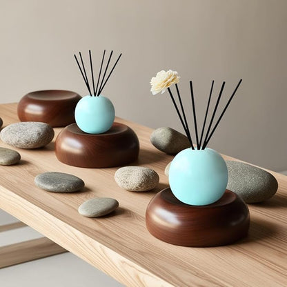 Ceramic Reed Diffuser for Home, Ampure White Musk Fragrance (2X Stronger, 4 to 6 Months of Usage) in a Scent Bowl - 5 Natural Fiber Reed Sticks & Decorative Flower Set, Office Decor, Eco-Friendly