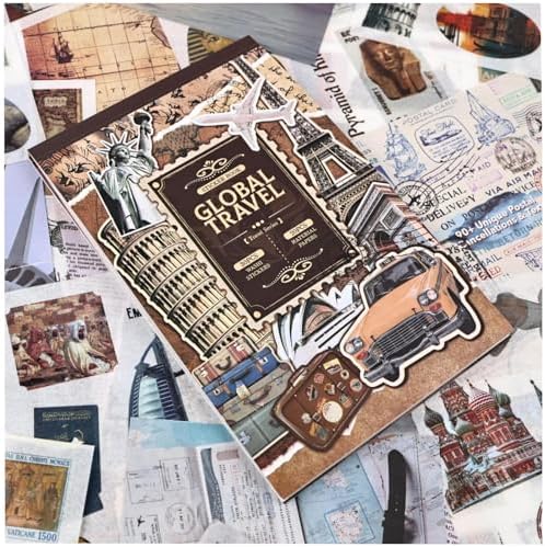 Travel Ephemera Book, 50 Sheets A5 Washi Stickers & Papers by Diuhofart