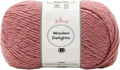 Woolen Delights Soft Wool Yarn for Crocheting, 3-Pack (522Yds / 300G), Free Patterns - #4 Medium Aran/Heavy Worsted Weight Wool Yarn for Knitting - Watermelon Pink