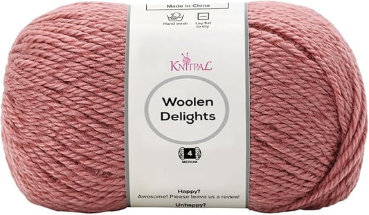 Woolen Delights Soft Wool Yarn for Crocheting, 3-Pack (522Yds / 300G), Free Patterns - #4 Medium Aran/Heavy Worsted Weight Wool Yarn for Knitting - Watermelon Pink