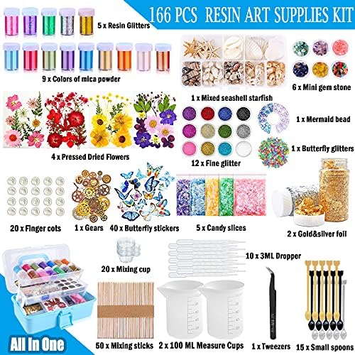 Myzzxt Resin Decoration Accessories Kit,Supplies Kit for Beginner,with Dried Flowers,Butterfly Stickers,Mica Powder and Fillers,Measuring Cups Tool Kit,for Resin Jewelry Making - Image 2