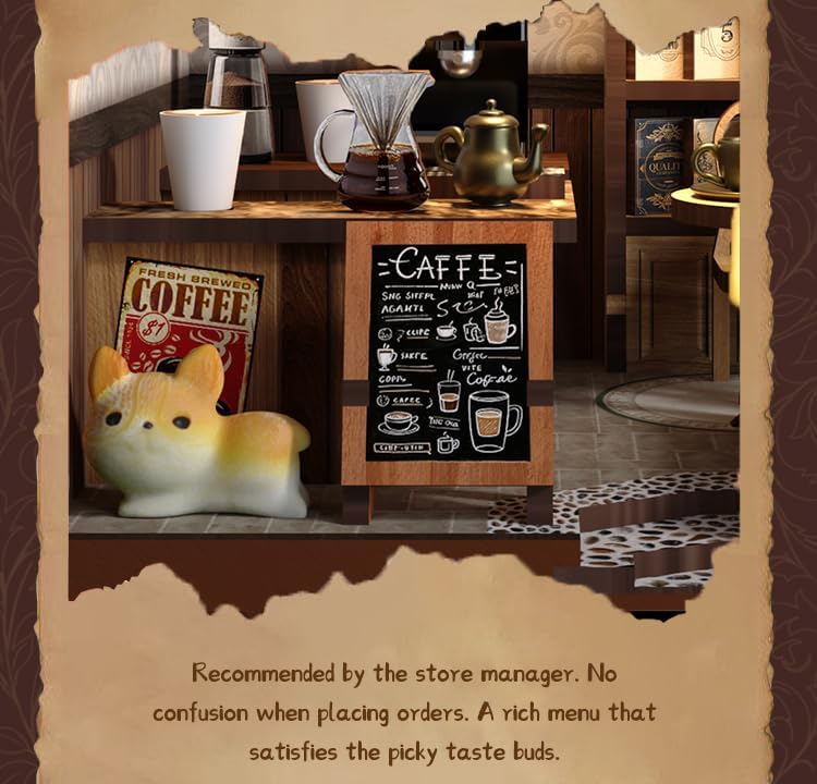 DIY Miniature Dollhouse Kit, 3D Wooden Puzzle Coffee Shop Model, Creative Mini Cafe Building Set with Furniture, Arts and Crafts Gift for Adults & Teens (Country Cafe) - Image 5