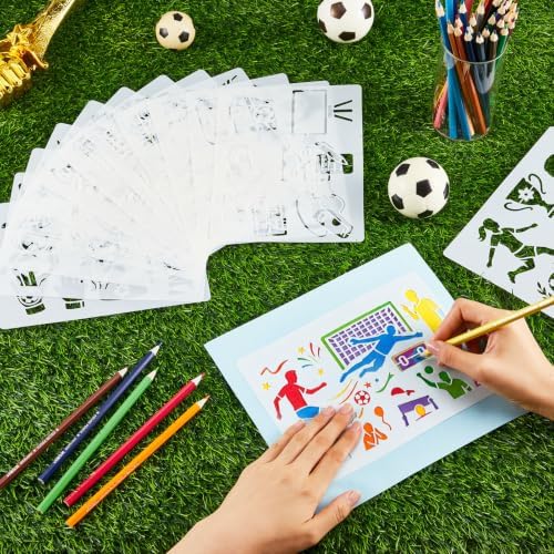 Marspark 20 Pieces Soccer Stencils for Painting Template Football Wall Stencils Reusable Sports Templates PET DIY Drawing for Painting on Wood Wall(Rectangular Style, 7.87 x 6 Inch) - Image 6