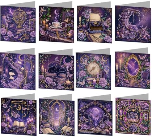 LAKEQUILL DIY Diamond Art Painting Greeting Kit, 12 Pieces, Creative Craft Set，Dark Academy by Unknown