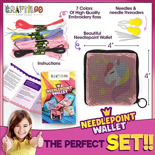 Needlepoint Kit for Kids Ages 6-12 - Unicorn Wallet Cross Stitch Craft - Image 2