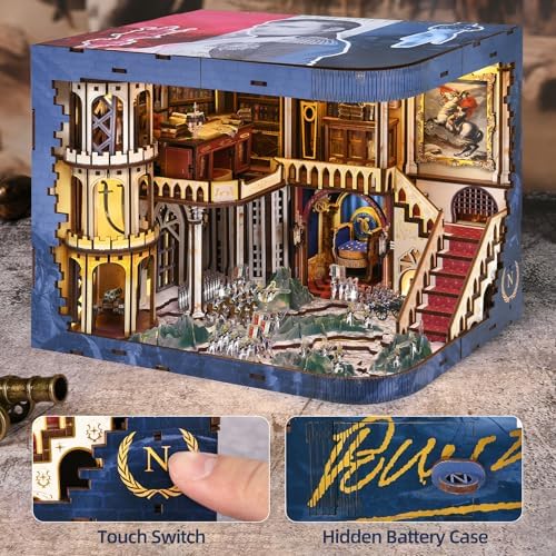 MiniCity Napoleon Book Nook Kit, DIY Wooden Miniature House Puzzle with LED - Image 5