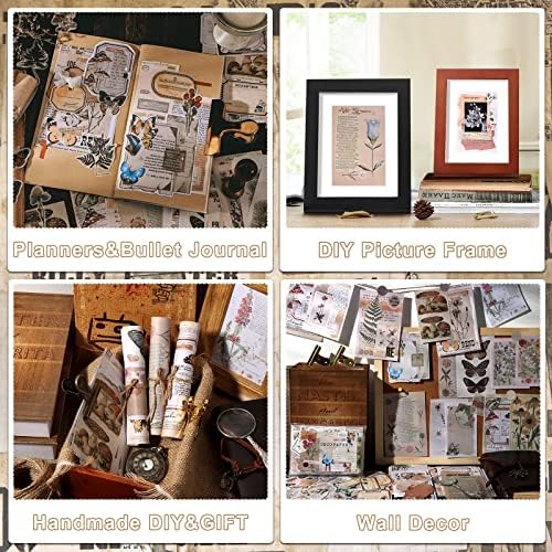 Draupnir 200pcs Vintage Junk Journal Supplies,Scrapbook Supplies Scrapbooking Paper and Stickers Ephemera For Art Aesthetic Journaling Kit Collage(Nature) - Image 6