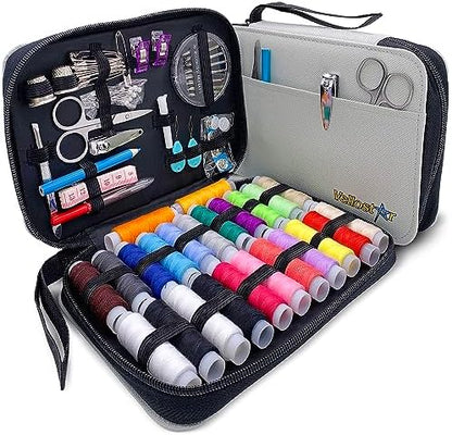 Vellostar Sewing Kit for Adults & Kids - 100-Piece Light Grey Beginner Set by VELLOSTAR