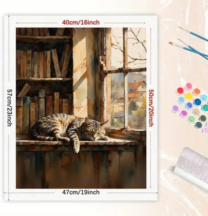 TAOPAOLAB Cozy Home Paint by Numbers Kit for Adults - DIY Sleeping Cute Tabby Cat Painting on Canvas 16x20 Inches, Acrylic Paint Set, Suitable for Beginners, Art for Home Decoration or Gifts - Image 2