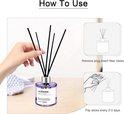POWSHELF Reed Diffuser Set of 3 Pack,50ML Lavender Jasmine Lemon Basil Scented Oil Diffuser with 5 Sticks,Home Fragrance Reed Diffuser for Bedroom Bathroom Office (Lavender/Jasmine/Fig Cedar)