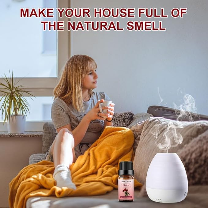 Sedbuwza Rose Lavender Essential Oil Set, Rose Fragrance Oil Lavender Scent Oil Set for Diffuser, Aromatherapy, Massage, Soap, Candle Making 2 x 10 ml