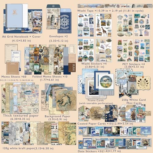 Travel Scrapbooking Supplies Kit, A6 Notebook, Vintage Junk Journaling Kit - Image 2