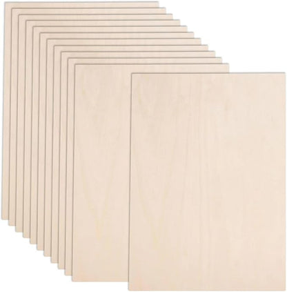 AWIZOM 12 Pack Basswood Sheets for Crafts-12 x 8 x 1/8 Inch- 3mm Thick Plywood Sheets with Smooth Surfaces-Unfinished Wood Boards for Laser Cutting, Wood Burning, Architectural Models, Staining