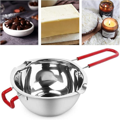 2 Pack Stainless Steel Double Boiler Pot Chocolate Melting Pot Soap Candle Candy Making Tool Kit Wax Melting Heat Proof Bowl for Melting Chocolate, Butter, Cheese, Caramel, Candy, Candle, Wax
