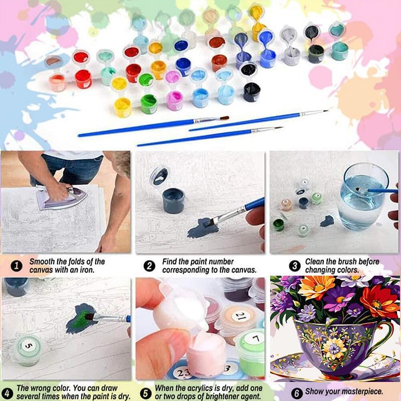 Arttoplus Flowers Paint by Numbers Kit for Adults Beginner 16x20 inch - Image 6
