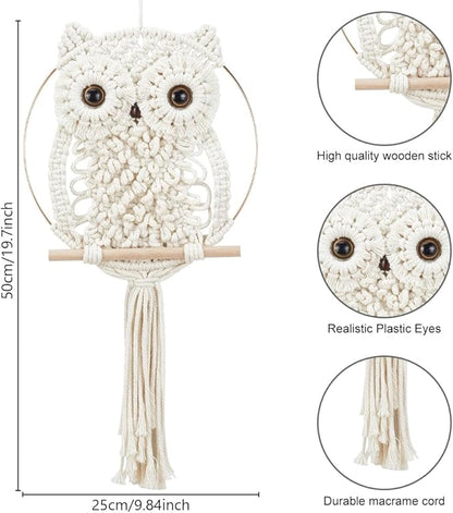 ORIGACH DIY Macrame Owl Wall Hanging Tapestry Kit Owl Macrame Kit for Beginner Boho Handmade Woven Macrame Wall Hanging Decor for Living Room Bedroom