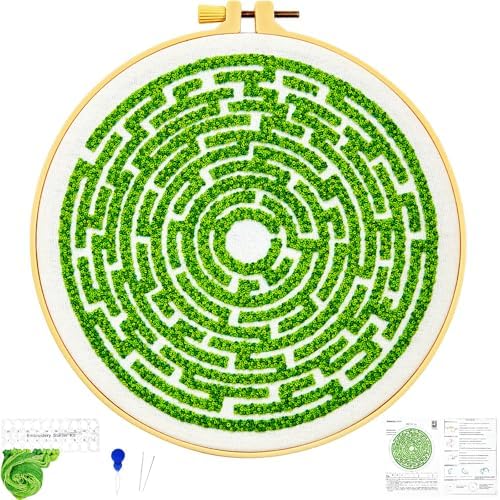 Maze Embroidery Kits for Beginners Adults Funny Hand Embroidery Art Kits, Cross Stitch Kits for Beginners DIY Craft Kits for Adults Women, Entire Set of Embroidery Supplies【Full-length Video Tutorial】 by Unknown