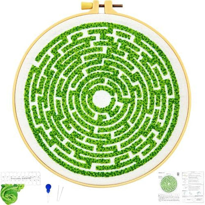 Maze Embroidery Kits for Beginners Adults Funny Hand Embroidery Art Kits, Cross Stitch Kits for Beginners DIY Craft Kits for Adults Women, Entire Set of Embroidery Supplies【Full-length Video Tutorial】 by Unknown