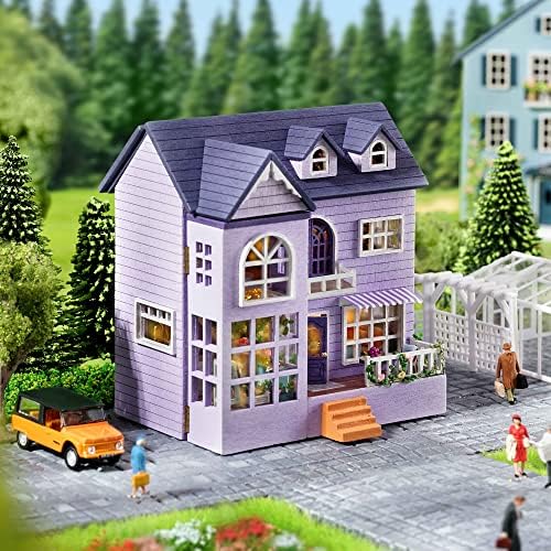 Spilay Dollhouse DIY Miniature Wooden Furniture Kit,Mini Handmade Doll House with LED,1:24 Scale Creative Woodcrafts for Adult Friend Lover Birthday Gift D32 - Image 2